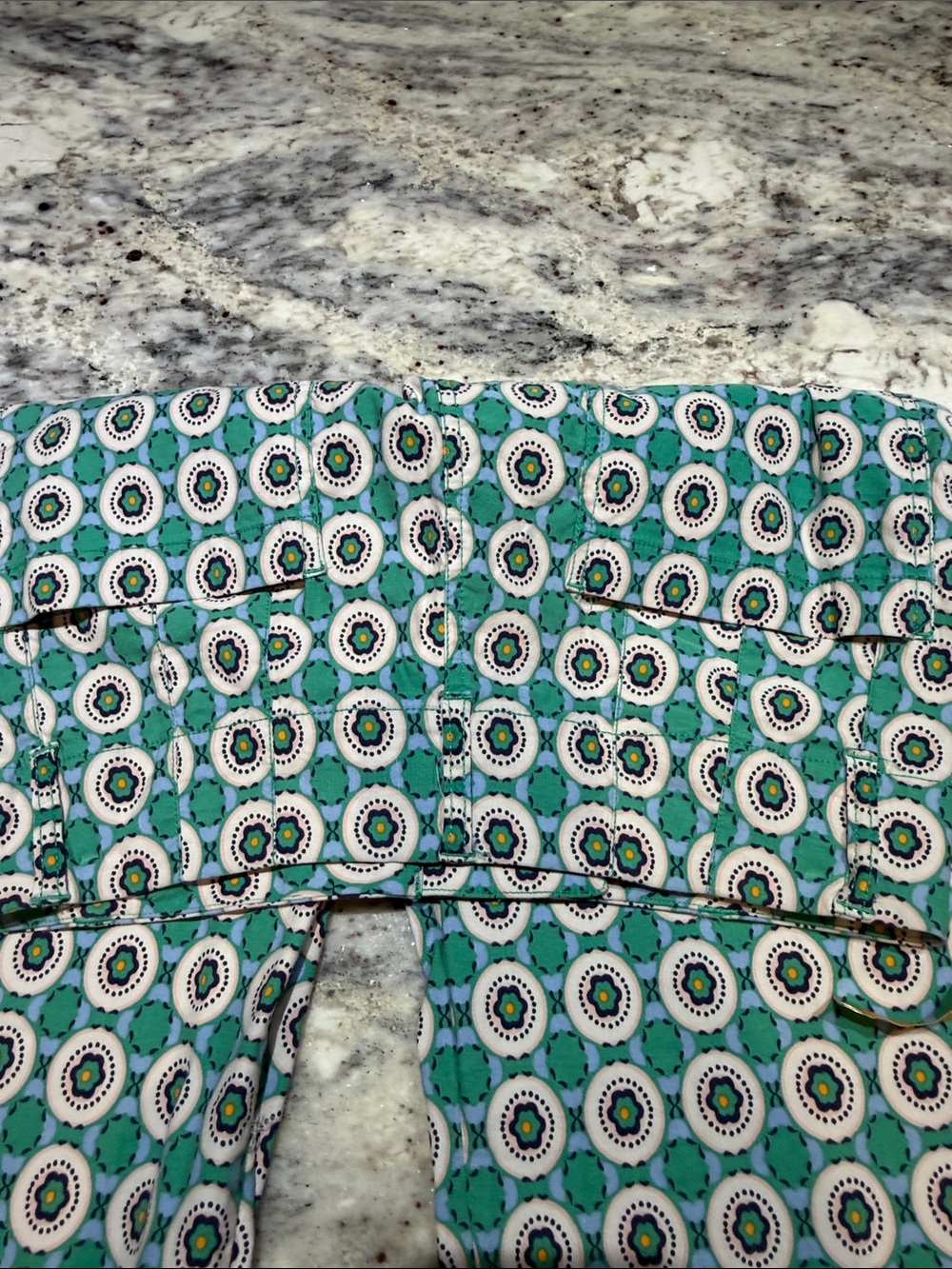 Anthropologie Maeve Colette Teal, White & Green Patterned Ankle Pants - Picture 6 of 10
